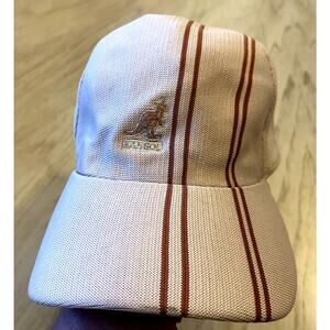 VTG Kangol Hat Stripes Tan 90s FLEXFIT Baseball Retro RARE Jacquard Knit Cap MED